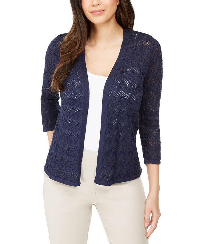 JM Collection Pointelle Stitch Cardigan Sweater, Created for Macy's ...