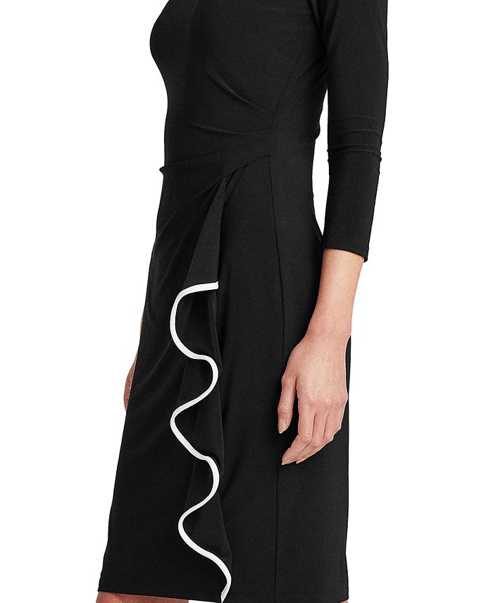 ralph lauren ruffle trim jersey gown