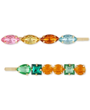image of Guess 2-Pc. Gold-Tone Multicolor Crystal Bobby Pin Set