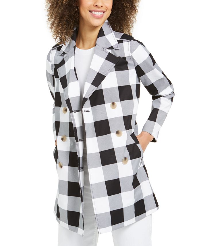 Charter Club Checkered Trench Coat, Created for Macy's Macy's