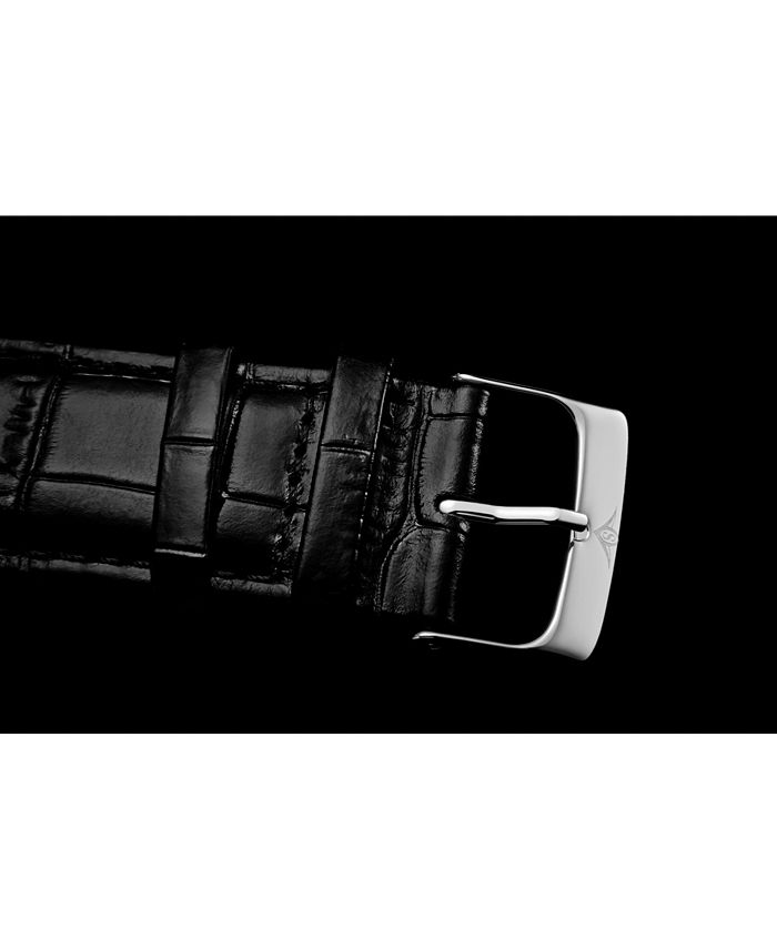 Stuhrling Men's Black Leather Strap Watch 47mm - Macy's