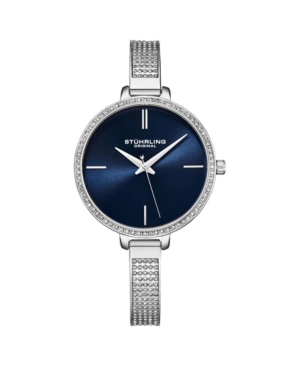 image of Stuhrling Women-s Silver Tone Mesh Stainless Steel Bracelet Watch 36mm
