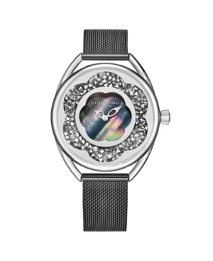 image of Stuhrling Women-s Black Mesh Stainless Steel Bracelet Watch 38mm