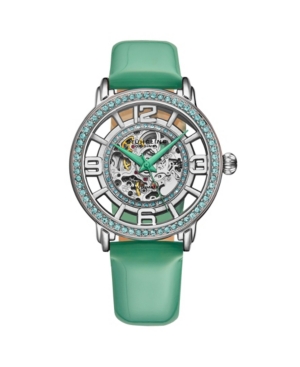 image of Stuhrling Women-s Green Leather Strap Watch 38mm