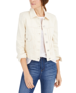 Oat Pleated Colored Denim Trucker Jacket