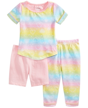Max & Olivia Baby & Toddler Girls 3-Pc Printed Top Shorts & Pants Pajama Set
