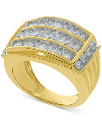 Macy's - Mens Diamond Three-Row Ring (3 ct. t.w.) in 10k Gold
