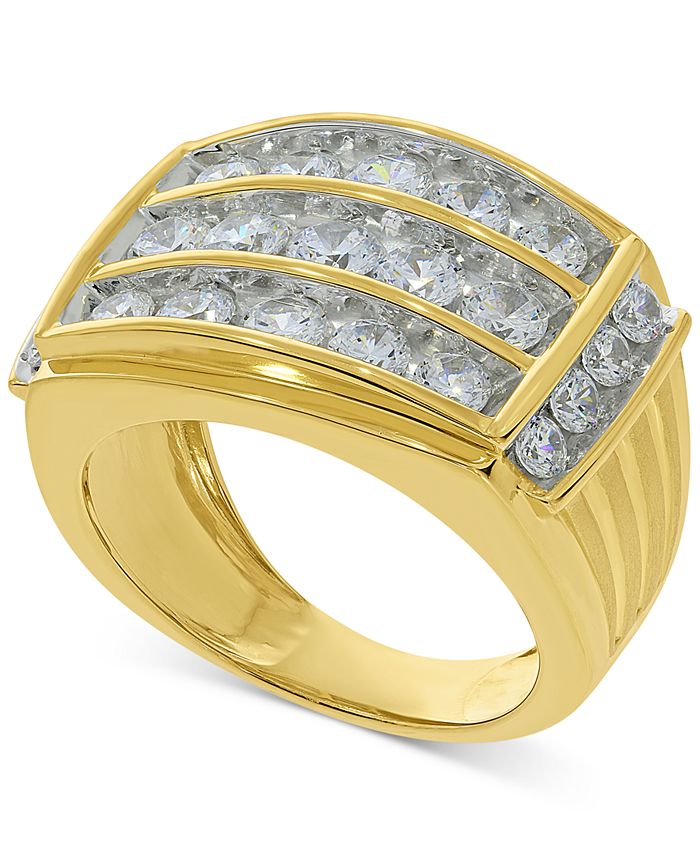 Macy's Mens Diamond ThreeRow Ring (3 ct. t.w.) in 10k Gold Macy's