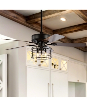 JONATHAN Y ASHER 52" 3-LIGHT INDUSTRIAL, WOOD LED CEILING FAN WITH REMOTE 