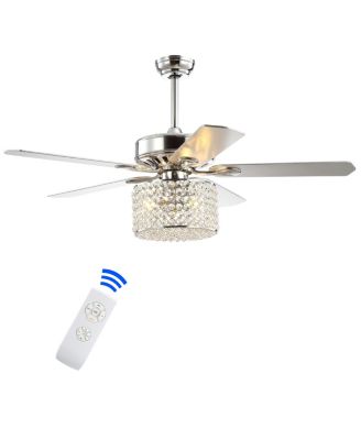 Brandy 52" 3-Light Crystal Prism Drum Led Ceiling Fan with Remote
