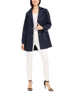 image of Anne Klein Water-Resistant Hooded Raincoat