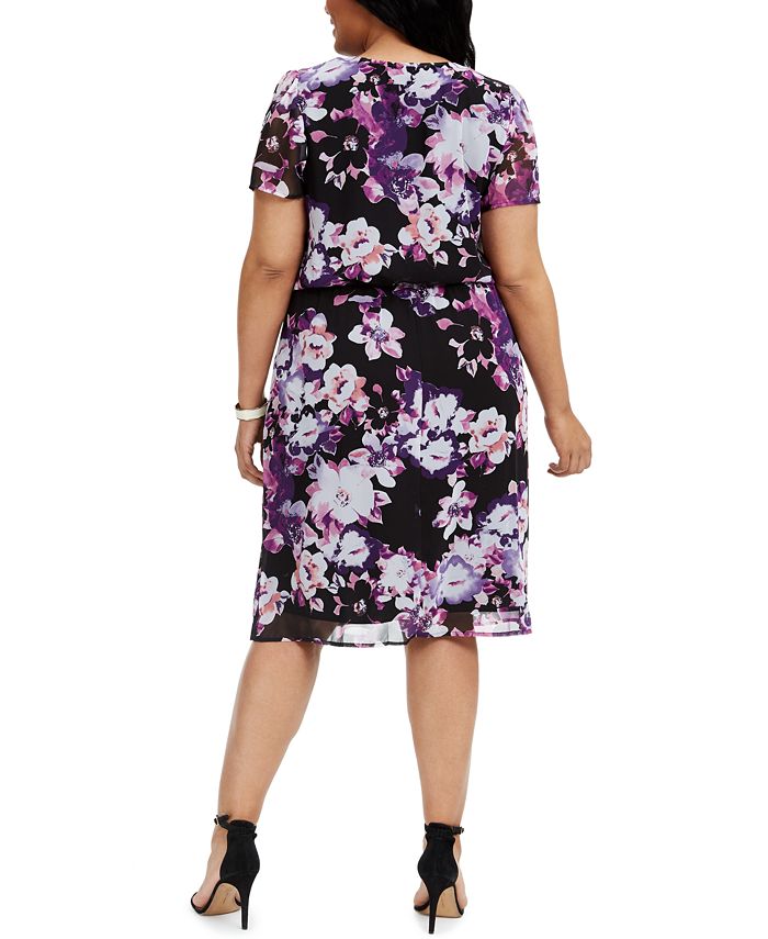 Connected Plus Size Floral-Print Chiffon Midi Dress - Macy's