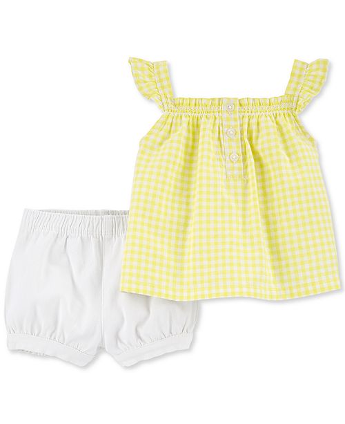Carter S Baby Girls 2 Pc Yellow Top Bloomer Shorts Set