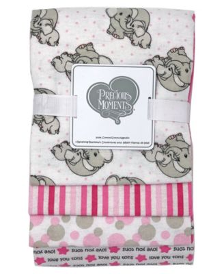 Precious Moments Baby Boys and Girls 4-Piece Receiving Blankets - Pink