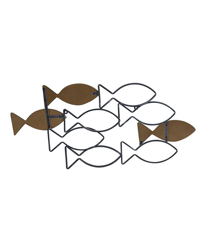 Stratton Home Décor Stratton Home Decor Wood and Metal School of Fish ...