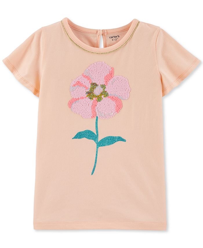Carter's Toddler Girl Pink Flowers Beige Tee