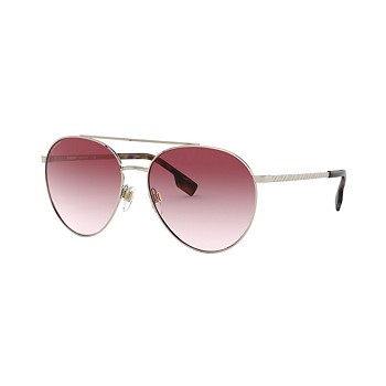 Burberry Gold Metal Pilot Pink Gradient Lens Women's Sunglasses