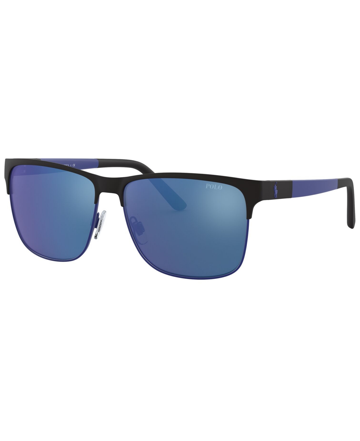 Polo Ralph Lauren Sunglasses, Ph3128 In Matte Black,matte Royal Blue,blue Mirror