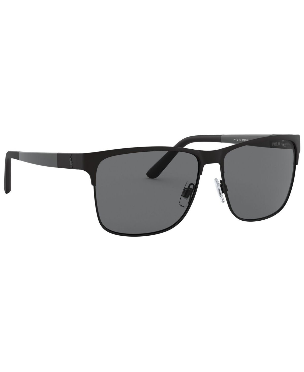 Shop Polo Ralph Lauren Polarized Sunglasses, Ph3128 57 In Matte Black,black,dark Polar Grey