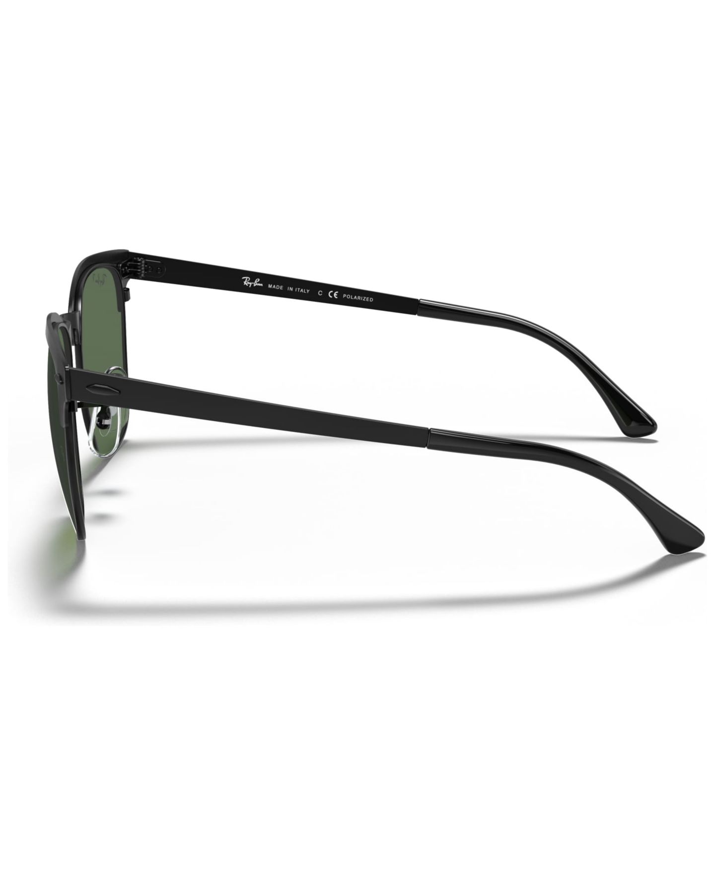 Женские солнцезащитные очки Ray-Ban Polarized Sunglasses, RB3716 Clubmaster, цвет: Чёрный матовый / Зелёный — фото 2