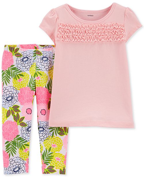 Carter S Baby Girls 2 Pc Textured Top Floral Print Leggings Set