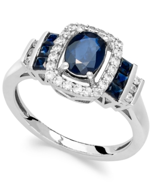 image of Sapphire (1-3/8 ct. t.w.) and Diamond (1/5 ct. t.w.) Ring in 14k Gold (Also available in Ruby and Emerald)