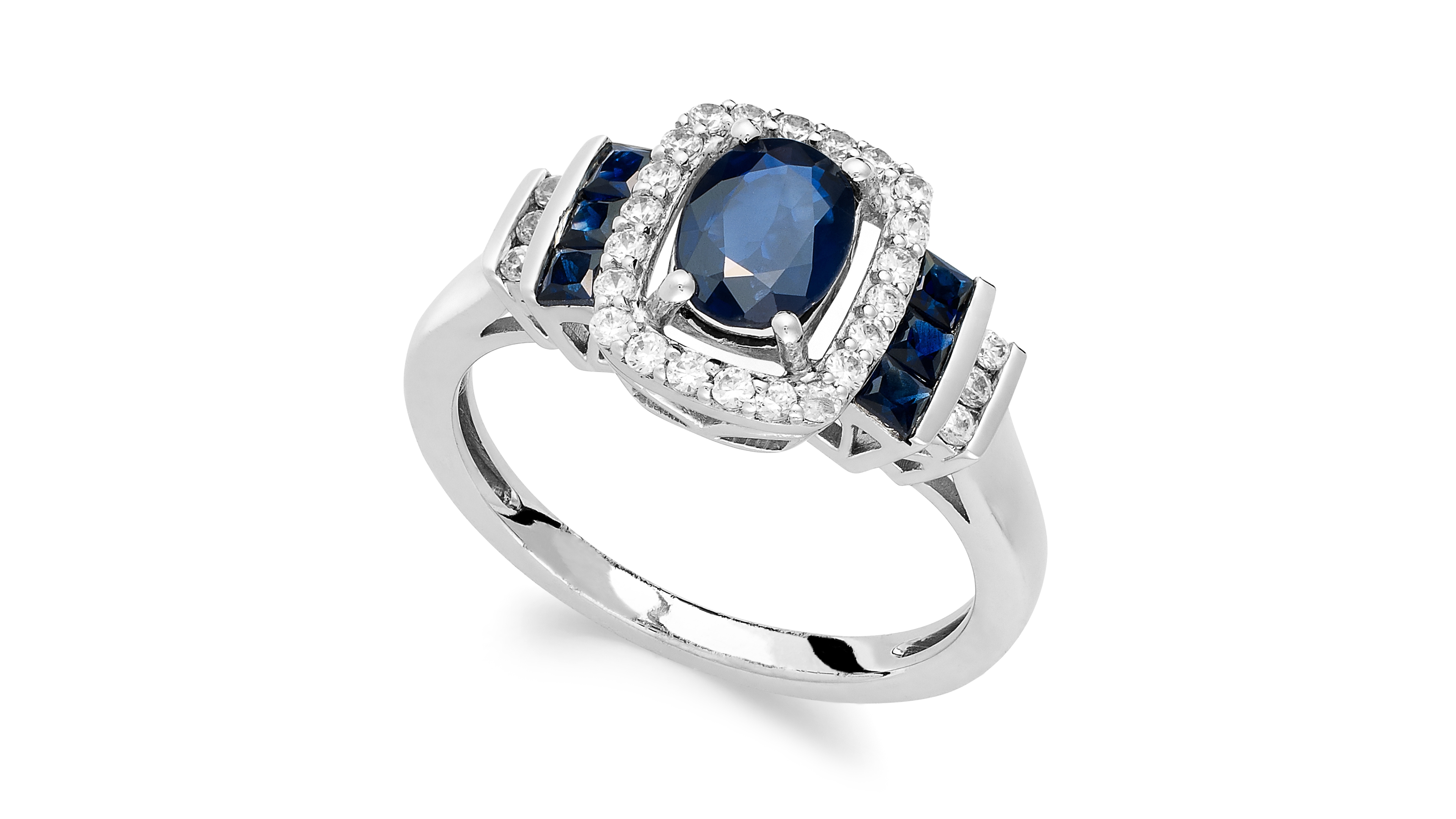 Sapphire (1 ct. t.w.) and Diamond (1/5 ct. t.w.) Ring in 14k Gold (Also available in Emerald and Ruby)