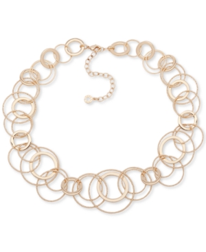 image of Anne Klein Gold-Tone Multi-Ring Collar Necklace, 16