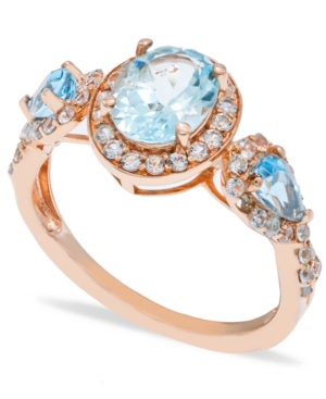 image of Aquamarine (1-1/2 ct. t.w.) Diamond (1/2 ct. t.w.) Ring in 14K Rose Gold
