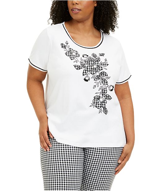 Alfred Dunner Plus Size Checkmate Floral Graphic Top Reviews