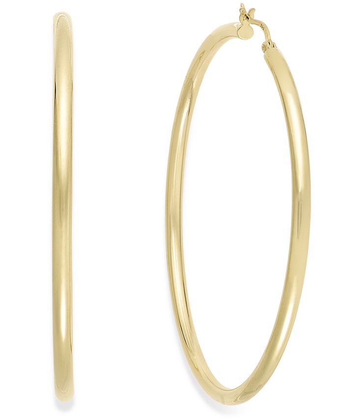 Macy's - 14k Gold Over Silver or 14k White Gold Over Silver Earrings, Round Hoop Earrings