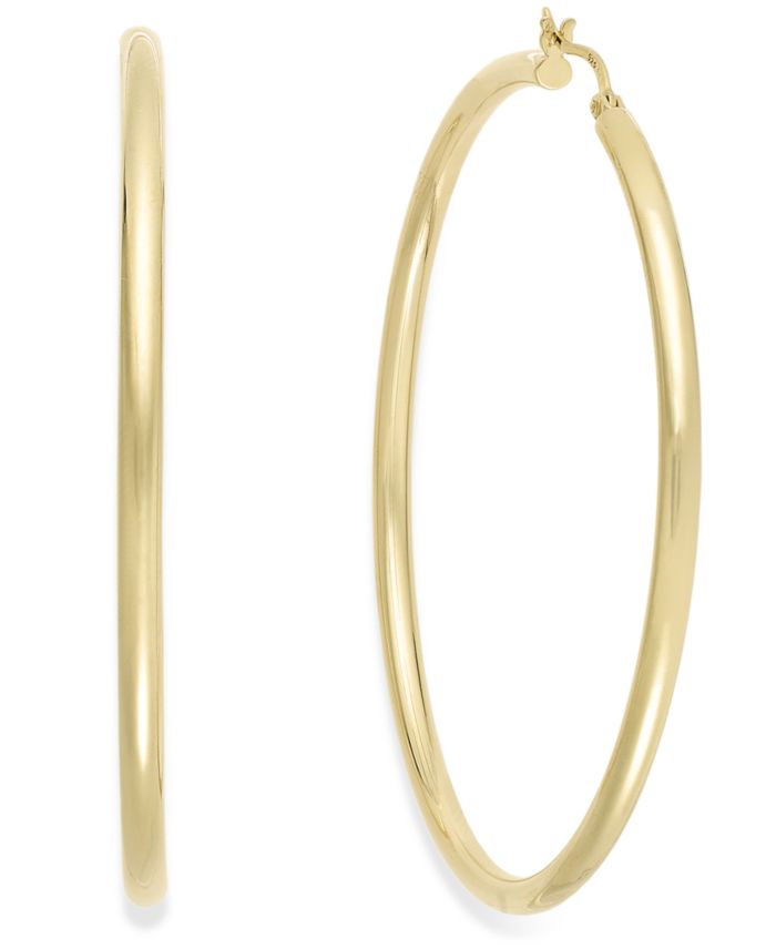 Round Hoop Earrings in 14k Gold Over Silver