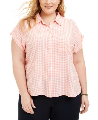 Style & Co - Plus Size Gingham Camp Shirt