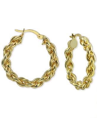 Argento Vivo - Medium Rope Hoop Earrings in 18k Gold-Plated Hoop Earrings, 1-1/4