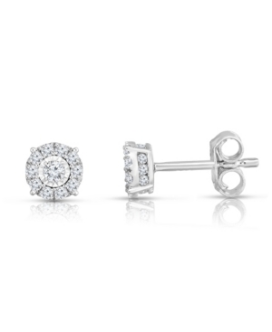 image of Diamond Halo Stud Earrings (3/4 ct. t.w.) in 14K White Gold
