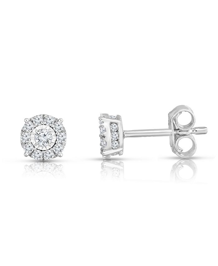 TruMiracle Diamond Halo Stud Earrings (3/4 ct. t.w.) in 14K White Gold ...