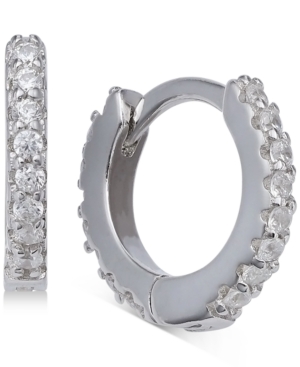 GIANI BERNINI EXTRA-SMALL CUBIC ZIRCONIA HUGGIE HOOP EARRINGS IN STERLING SILVER, 0.4", CREATED FOR MACY'S 