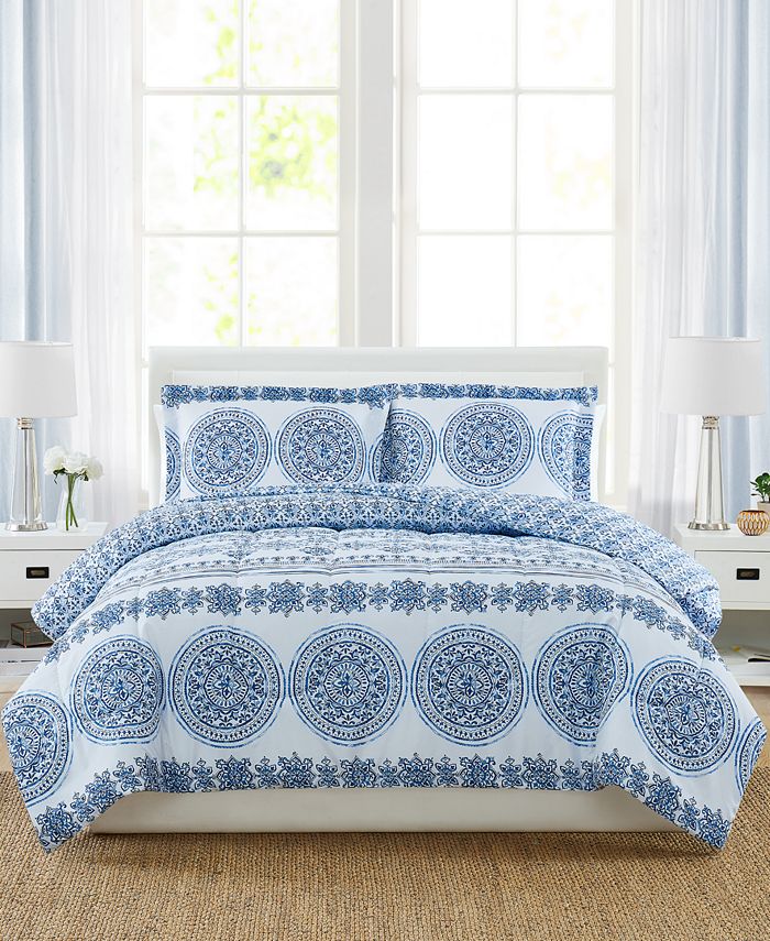 Pem America Blue Medallion King 3-Pc. Comforter Set - Macy's