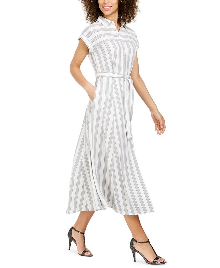 Calvin Klein Striped Gauze Shirtdress - Macy's