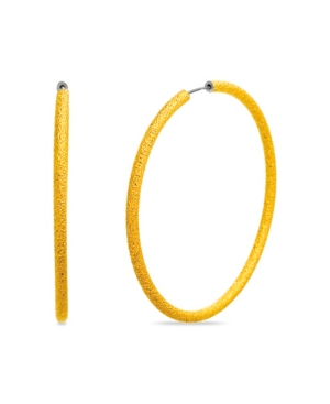 image of Steve Madden Diamond Dust Textured Hoop Earrings, 2.4