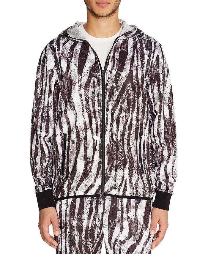 Tallia Men's Slim-Fit Stretch Zebra Print Zip-Up Hoodie Jacket - Macy's