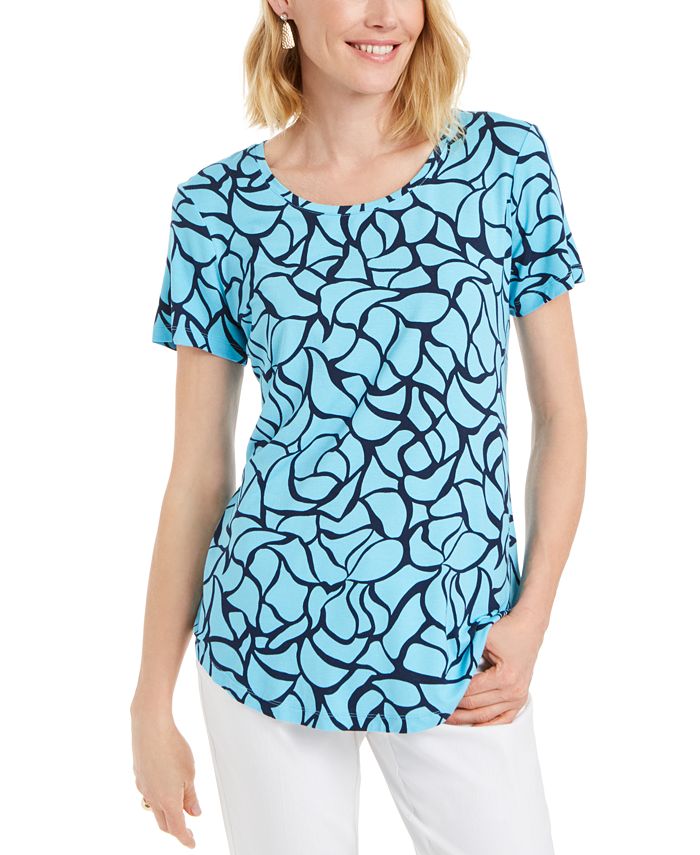 JM Collection Printed Scoop-Neck T-Shirt, Created for Macy's - Macy's