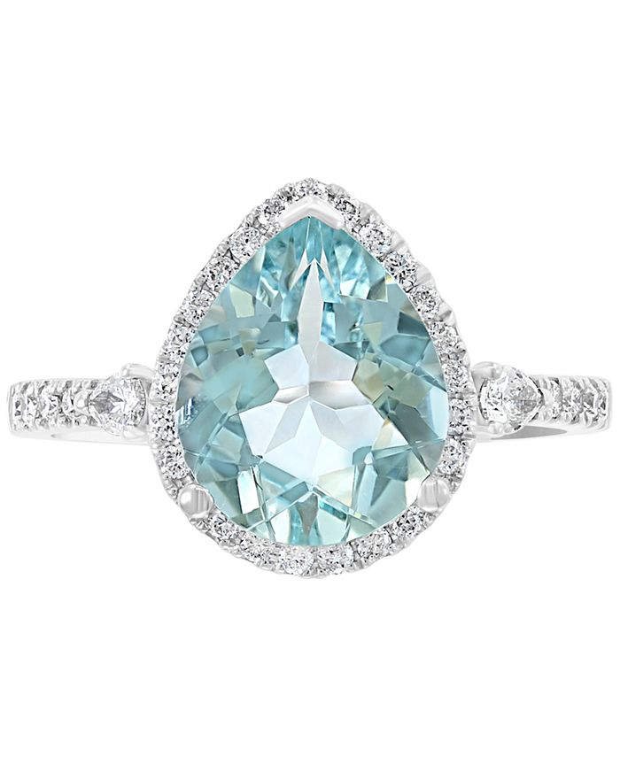EFFY Collection - Aquamarine (2-5/8 ct. t.w.) & Diamond (3/8 ct.t.w.) Statement Ring in 14k White Gold