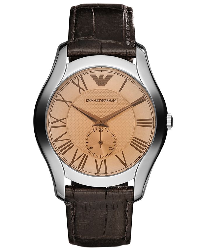 Emporio Armani Watch, Dark Brown Croco Leather Strap 43mm AR1704 - Macy's