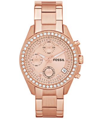 Fossil - Women's Chronograph Decker Rose Gold-Tone Stainless Steel Bracelet Watch 38mm ES3352