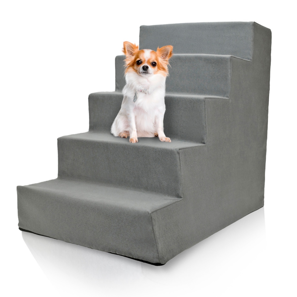 Home Base 5-Step Dog Stairs for Bed, Dog Steps for Couch, Pet Stair for Cats and Dogs Non-Slip and High Density Foam - Gray