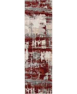 LONG STREET LOOMS LONG STREET LOOMS SAMUEL SAM14 IVORY, RED 2'2" X 7'6" RUNNER RUG