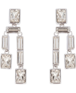 image of Grace Kelly Collection Rhodium Plated Twin Drop Pierced Earring