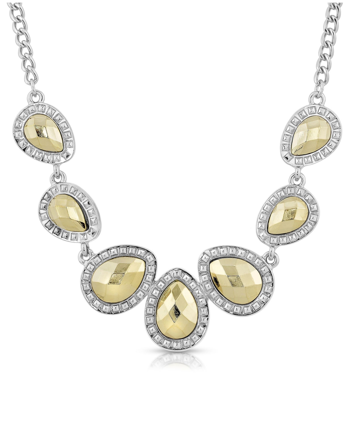 2028 Silver-tone And Gold-tone Teardrop Collar Necklace In Multi