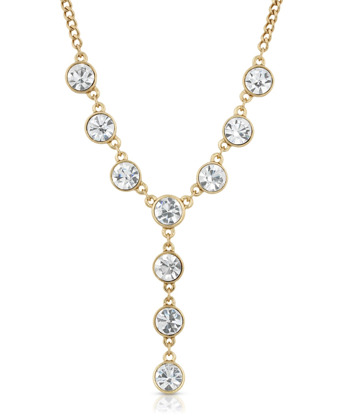 2028 Gold-tone Crystal Y-necklace In Clear